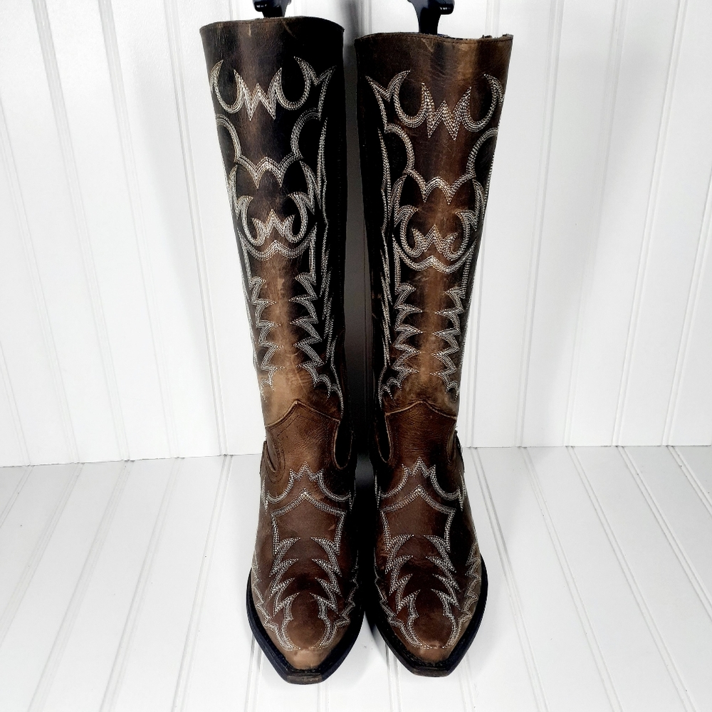 NEW Redneck Riviera Women’s Brown Leather Cowboy Western Boots - Picture 3 of 12